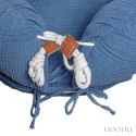 Hi Little One kokon gniazdko dla Noworodka z organicznego oddychającego BIO muślinu Jeans