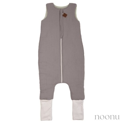 Hi Little One śpiworek dwustronny z nogawkami TOG 1,5 BIO muślin SLIM BAG GREY/MINT roz M