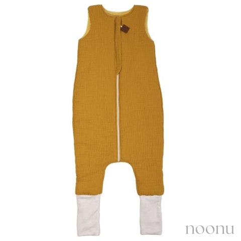 Hi Little One śpiworek dwustronny z nogawkami TOG 1,5 BIO muślin SLIM BAG MUSTARD/SUNSHINE roz M