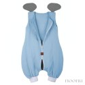 Hi Little One śpiworek do spania z nogawkami dla Niemowlaka TOG 1,0 BIO muślin ELEPHANT Baby Blue/Gray roz M