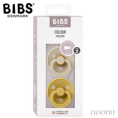 BIBS COLOUR 2-PACK VANILLA & MUSTARD M Smoczek Uspokajający kauczuk Hevea