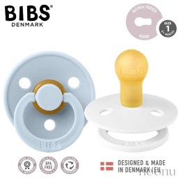 BIBS COLOUR 2-PACK WHITE & BABY BLUE S Smoczek Uspokajający kauczuk Hevea