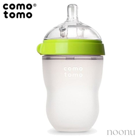 COMOTOMO - antykolkowa butelka silikonowa MOM'S BREAST 250 ml Green BABY