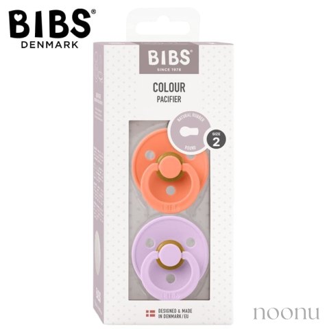 BIBS COLOUR 2-PACK PAPAYA & VIOLET SKY M Smoczek Uspokajający kauczuk Hevea