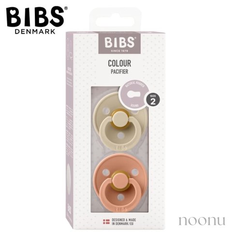 BIBS COLOUR 2-PACK VANILLA & PEACH M Smoczek Uspokajający kauczuk Hevea