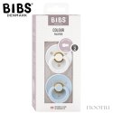 BIBS COLOUR 2-PACK WHITE & BABY BLUE M Smoczek Uspokajający kauczuk Hevea