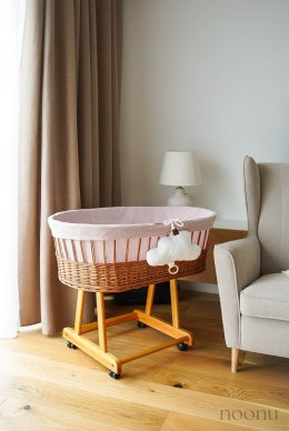 Hi Little One kosz Mojżesza wiklinowy wysoki ze stelażem + liner + materac + prześcieradło 5in1 BABY PINK