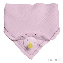 Hi Little One śliniak bandana z zawieszką na smoczek BIO bawełna Baby Pink Dark