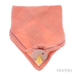 Hi Little One śliniak bandana z zawieszką na smoczek BIO bawełna Salmon