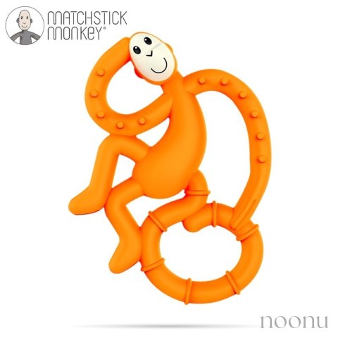 Matchstick Monkey Mini gryzak silikonowy sensoryczny ze szczoteczką Orange