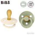 BIBS COLOUR SYMMETRICAL 2-PACK IVORY & SAGE M Smoczek Symetryczny kauczuk Hevea