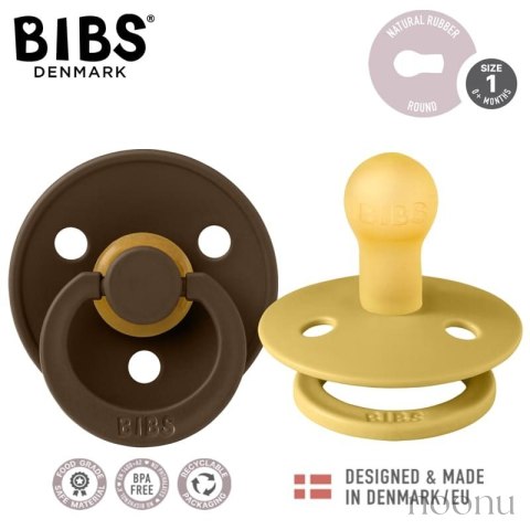 BIBS COLOUR 2-PACK MUSTARD & MOCHA S Smoczek uspokajający kauczuk Hevea