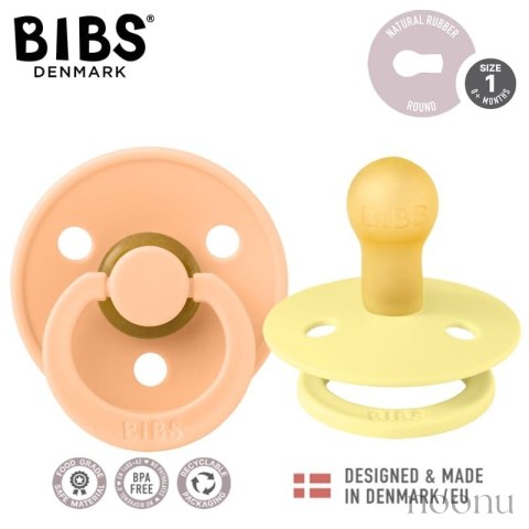 BIBS COLOUR 2-PACK SUNSHINE & PEACH SUNSET S Smoczek Uspokajający kauczuk Hevea