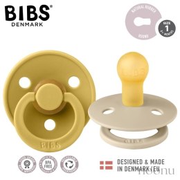 BIBS COLOUR 2-PACK VANILLA & MUSTARD S Smoczek Uspokajający kauczuk Hevea