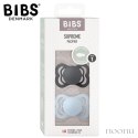 BIBS SUPREME 2-PACK IRON & BABY BLUE S Smoczek symetryczny kauczuk Hevea