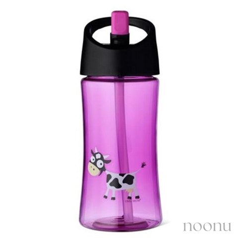 Carl Oscar Transparentny bidon ze słomką 350 ml Purple - Cow