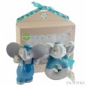 Meiya & Alvin - Zestaw prezentowy Baby Shower Set z miękką grzechotką i gryzakiem dźwiękowym z kauczuku Hevea Alvin Elephant