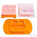 EasyTots silikonowy talerzyk trójdzielny z matą i lunchbox EasyMat Mini 2in1 ORANGE