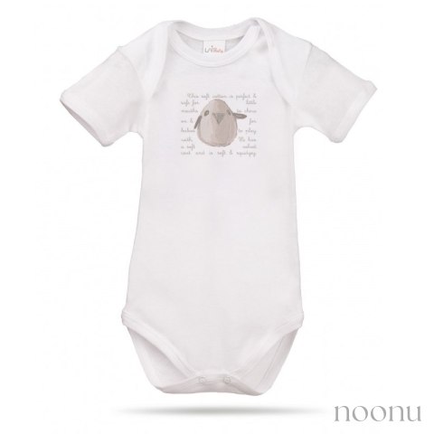 Lait Baby Organic Body Short Sleeve Tweet the Bird Gray 3 m+