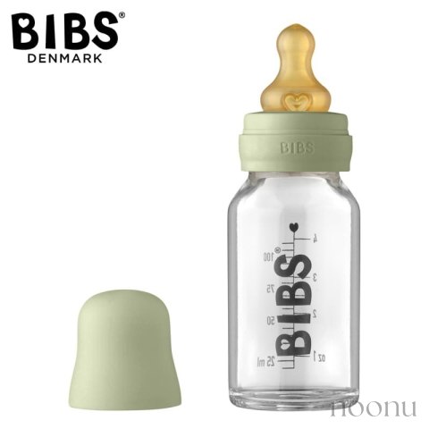 BIBS BABY GLASS BOTTLE SAGE Antykolkowa Butelka Szklana dla Noworodków 110 ml