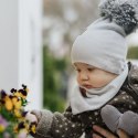 Hi Little One czapka z chustą komplet ALPACA BOHO Sage S Pom Pom