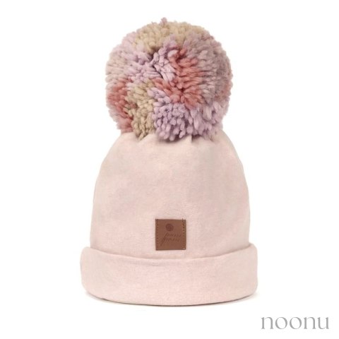 Hi Little One czapka zimowa niemowlęca ALPACA BOHO Blush M Pom Pom