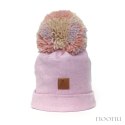 Hi Little One czapka zimowa niemowlęca ALPACA BOHO Dark Pink M Pom Pom