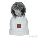 Hi Little One czapka zimowa niemowlęca ALPACA BOHO Grey M Pom Pom