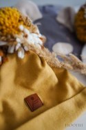 Hi Little One czapka zimowa niemowlęca ALPACA BOHO Mustard M Pom Pom